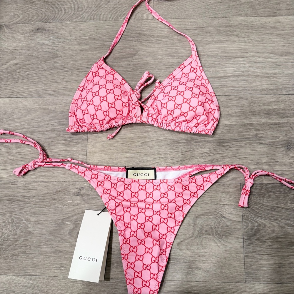 Gucci Logo Pink Bikini